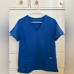 Figs Royal Blue Casma scrub top